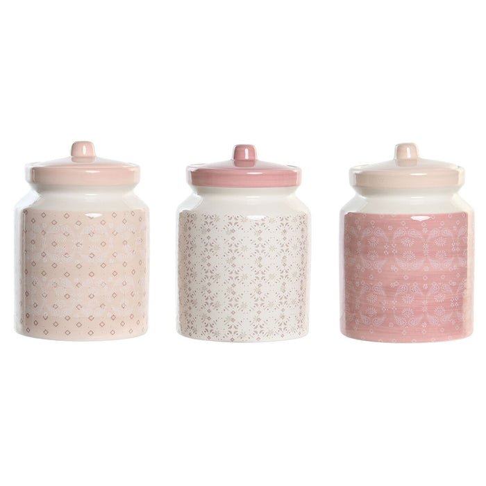 Staniu DKD Home Decor 12 x 12 x 16 cm Roz Alb Dolomite (3 Unități)