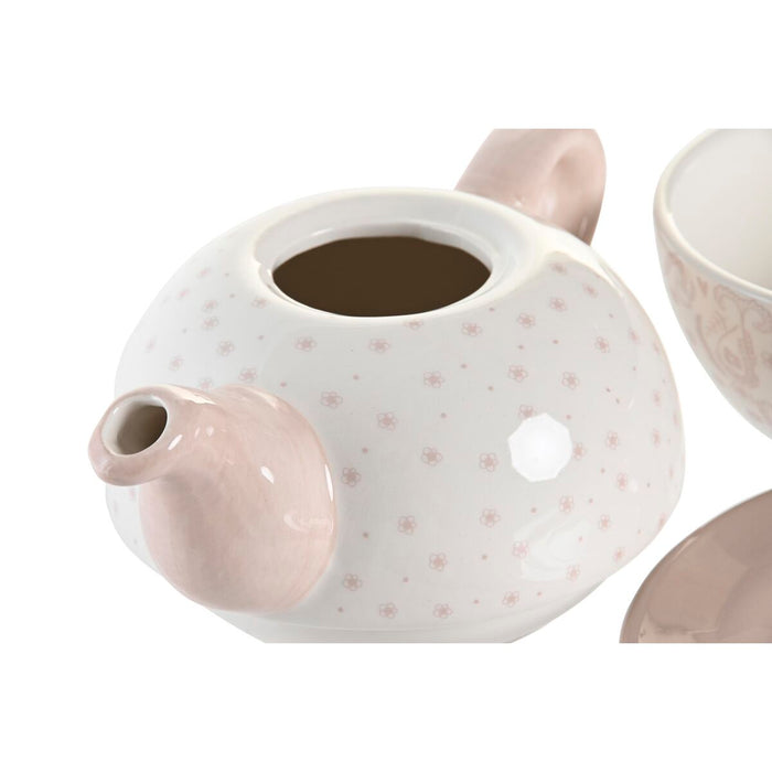 Set de Ceainic DKD Home Decor Albastru Roz Galben 750 ml Dolomite (3 Unități)