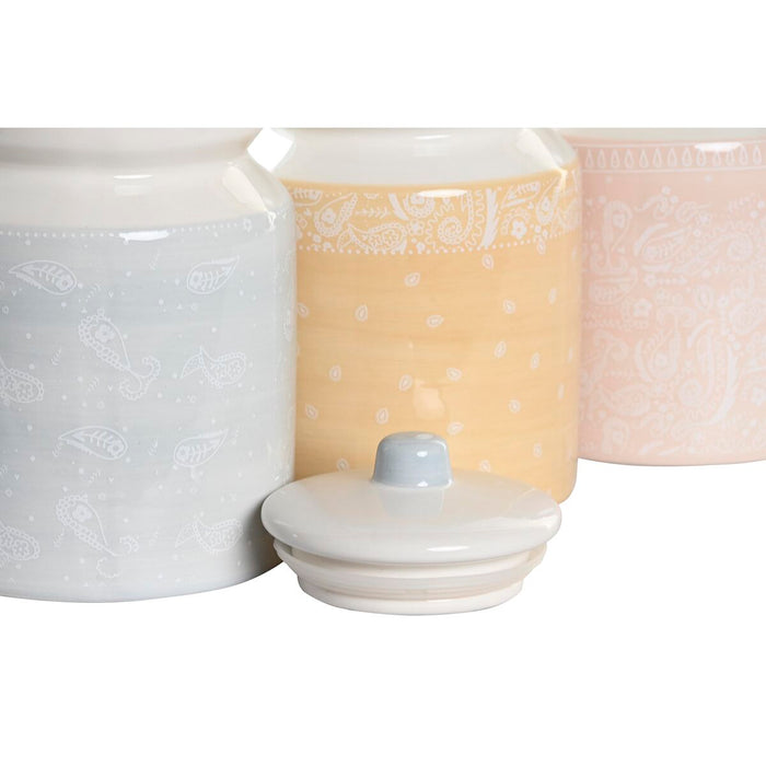 Staniu DKD Home Decor 12 x 12 x 16 cm Albastru Roz Galben Dolomite Shabby Chic (3 Unități)