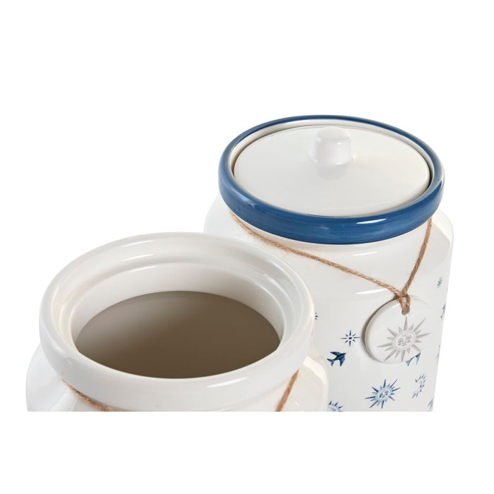 Staniu DKD Home Decor Albastru 15 x 15 x 21 cm Alb Dolomite (2 Unități)
