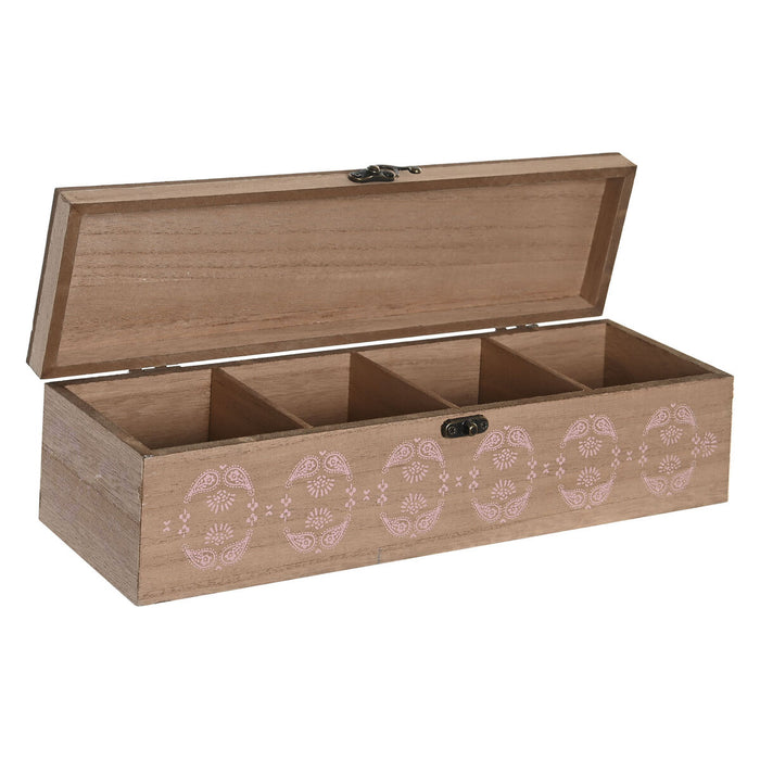 Cutie pentru infuzii DKD Home Decor 30 x 9 x 8 cm Geam Roz Alb 3 Piese Lemn MDF