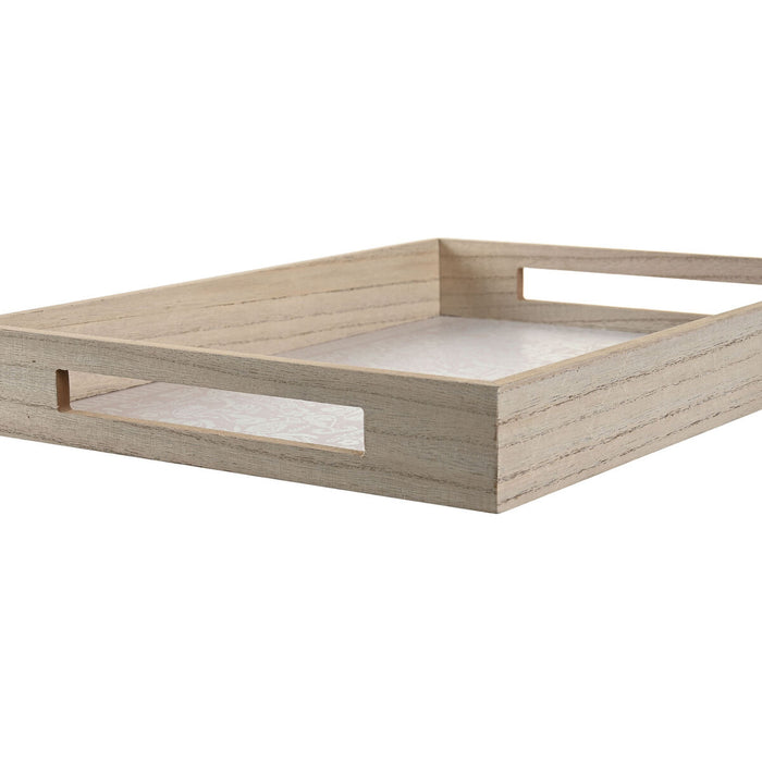 Tavă pentru gustari DKD Home Decor Albastru Roz Galben 3 Piese Lemn MDF 40 x 30 x 5 cm Shabby Chic