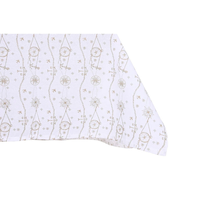 Față de masă și șervete DKD Home Decor 150 x 150 x 0,5 cm Albastru Maro Alb (2 Unități)
