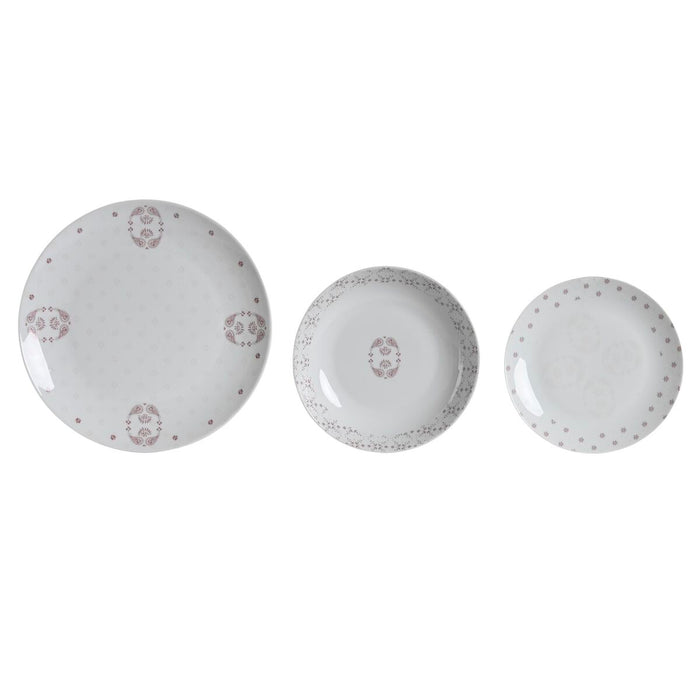 Set de Veselă DKD Home Decor Alb Roz Porțelan Scandi 18 Piese 27 x 27 x 3 cm