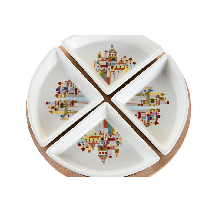 Set de Aperitiv DKD Home Decor 21,5 x 21,5 x 1 cm Natural Roșu Multicolor Gresie Cottage Case