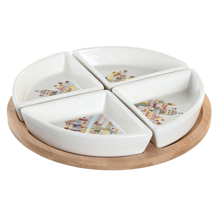 Set de Aperitiv DKD Home Decor 21,5 x 21,5 x 1 cm Natural Roșu Multicolor Gresie Cottage Case