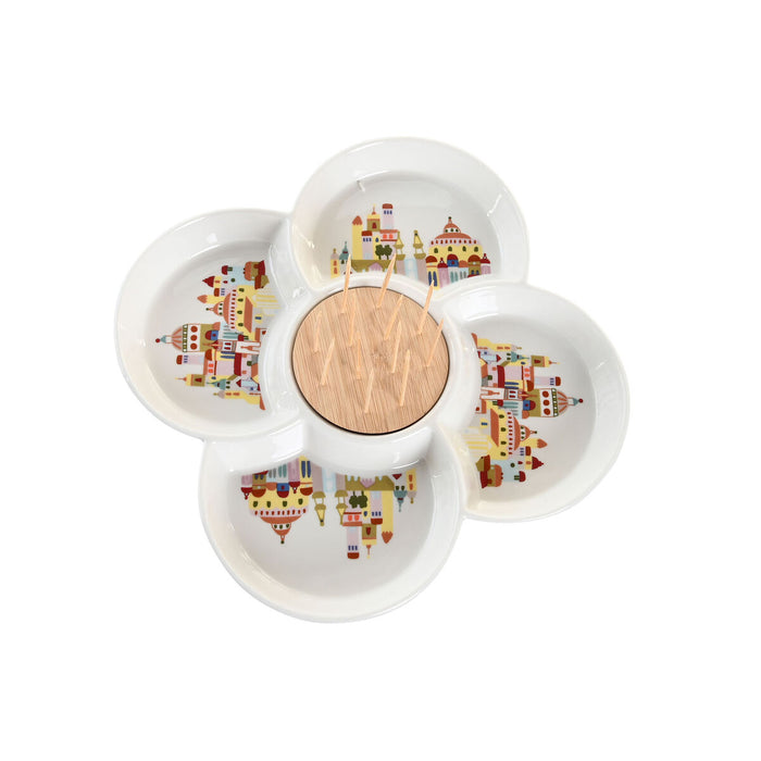 Set de Aperitiv DKD Home Decor Natural Roșu Multicolor Gresie 22 x 22 x 7 cm Cottage Case