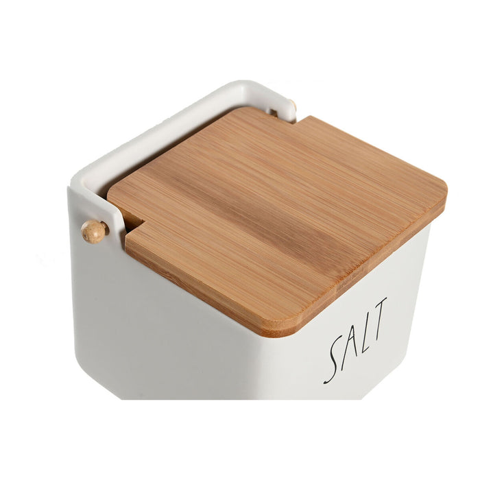 Solniță cu capac DKD Home Decor 11,5 x 11,5 x 11 cm Alb 750 ml Dolomite