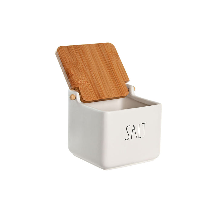 Solniță cu capac DKD Home Decor 11,5 x 11,5 x 11 cm Alb 750 ml Dolomite