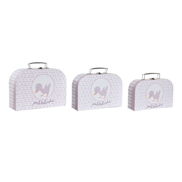 Set de Cutii Decorative DKD Home Decor 28 x 9,5 x 20 cm Roz Metal Multicolor Carton
