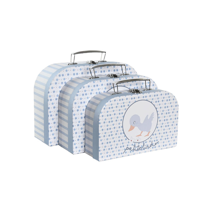 Set de Cutii Decorative DKD Home Decor 28 x 9,5 x 20 cm Albastru Metal Multicolor Carton