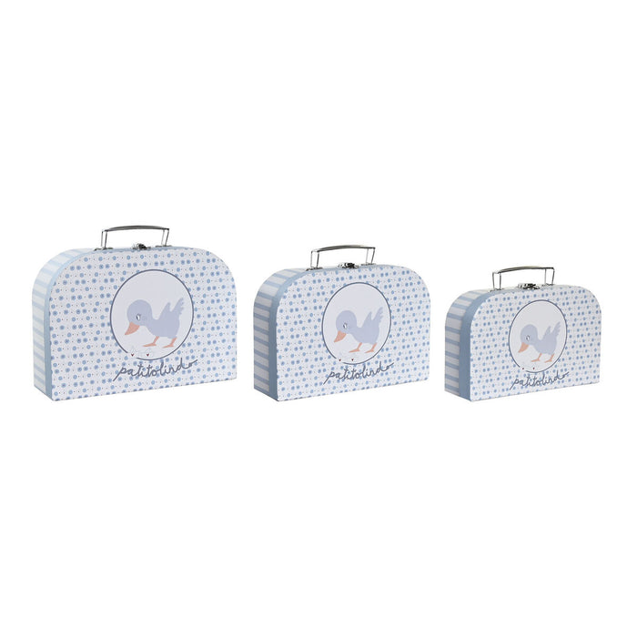 Set de Cutii Decorative DKD Home Decor 28 x 9,5 x 20 cm Albastru Metal Multicolor Carton