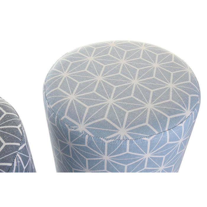 Suport pentru Picioare DKD Home Decor 31 x 31 x 33 cm Albastru Albastru celest Pin Geometric Mediterană (2 Unități)