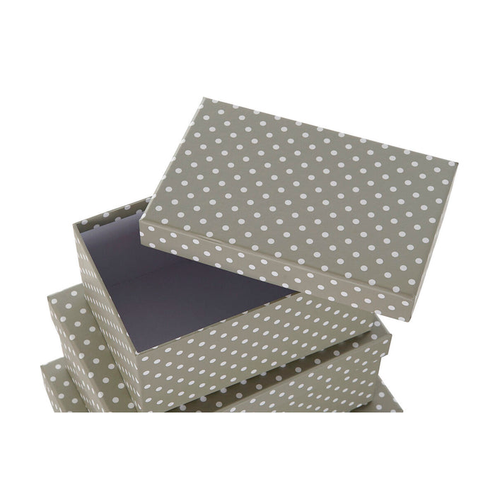 Set de cutii de depozitare, cu posibilitate de stivuire DKD Home Decor Cârtițe Gri Alb Carton (43,5 x 33,5 x 15,5 cm)