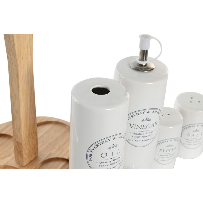 Set de ulei și oțet DKD Home Decor 18 x 15 x 22 cm Lemn Alb Gresie
