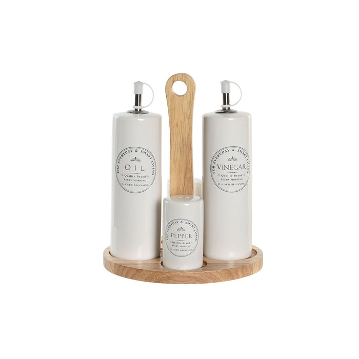 Set de ulei și oțet DKD Home Decor 18 x 15 x 22 cm Lemn Alb Gresie
