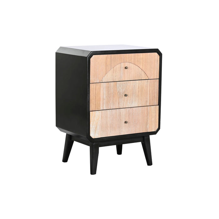 Noptieră DKD Home Decor 48 x 35 x 66 cm Natural Negru Lemn