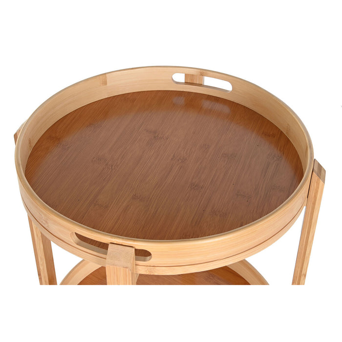 Raft DKD Home Decor 43,6 x 43,6 x 90,5 cm Natural Oțel inoxidabil Aluminiu Bambus Cu roți