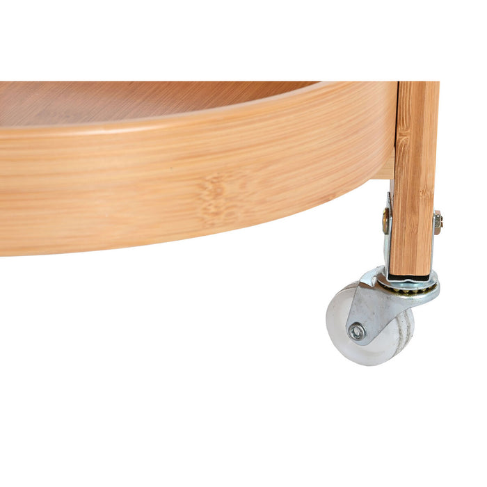 Raft DKD Home Decor 43,6 x 43,6 x 90,5 cm Natural Oțel inoxidabil Aluminiu Bambus Cu roți
