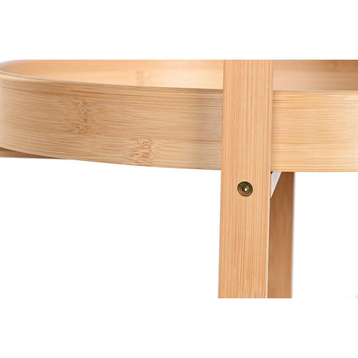 Raft DKD Home Decor 43,6 x 43,6 x 90,5 cm Natural Oțel inoxidabil Aluminiu Bambus Cu roți