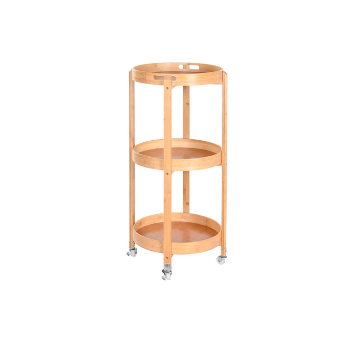 Raft DKD Home Decor 43,6 x 43,6 x 90,5 cm Natural Oțel inoxidabil Aluminiu Bambus Cu roți