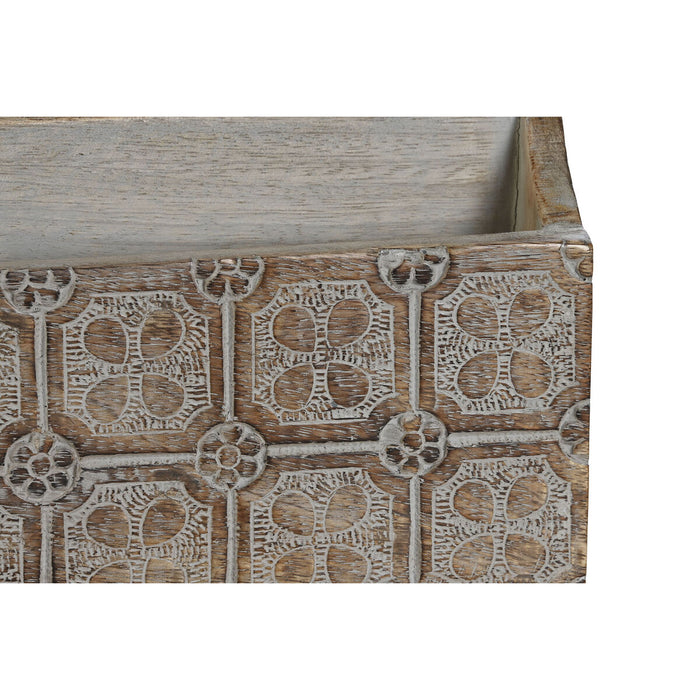 Organizator multifuncțional DKD Home Decor 32 x 13 x 21 cm Natural Alb Lemn de mango