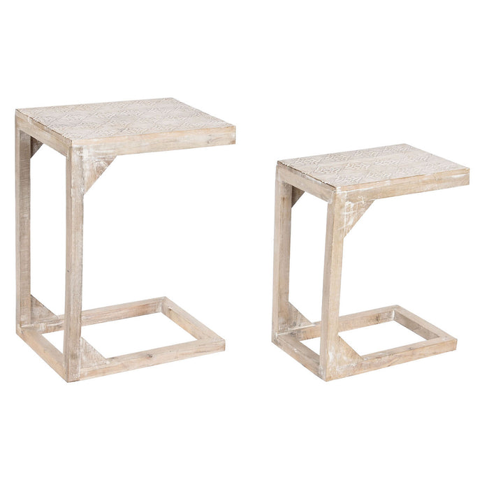 Set de 2 mese DKD Home Decor Alb Maro 48,3 x 35,5 x 65,4 cm