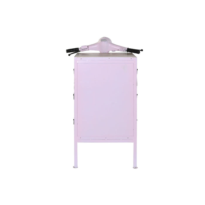Dulap cu Sertare DKD Home Decor 100 x 68 x 105 cm Metal Motocicletă Roz deschis Lemn de mango