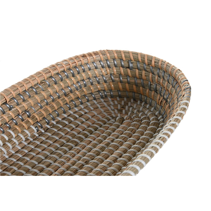 Set de Tăvi DKD Home Decor 43 x 22 x 8 cm Natural Galben Tropical Iarbă de mare (2 Unități)