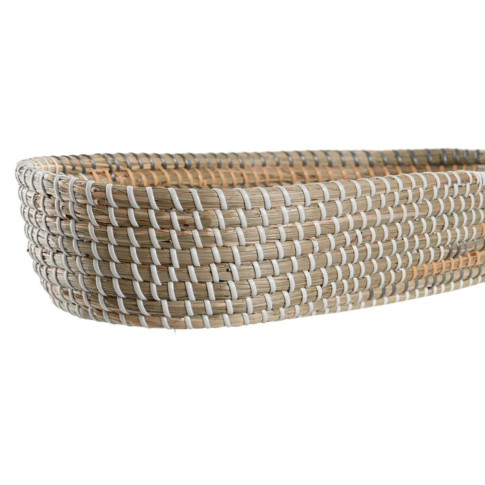 Set de Tăvi DKD Home Decor 43 x 22 x 8 cm Natural Galben Tropical Iarbă de mare (2 Unități)