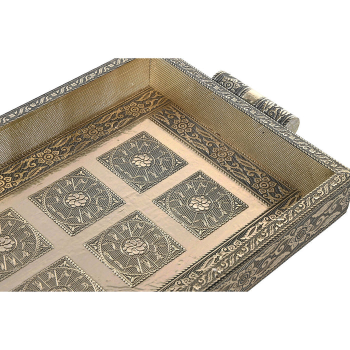Tavă DKD Home Decor Șampanie Metal Lemn 36 x 22 x 4 cm Indian