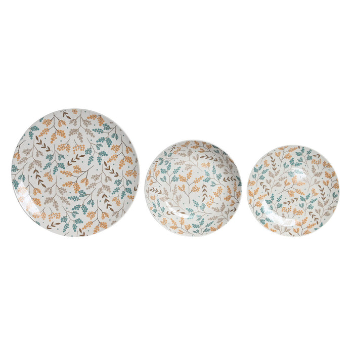 Set de Veselă DKD Home Decor Multicolor Porțelan Floral Cottage 18 Piese 26,5 x 26,5 x 2,6 cm
