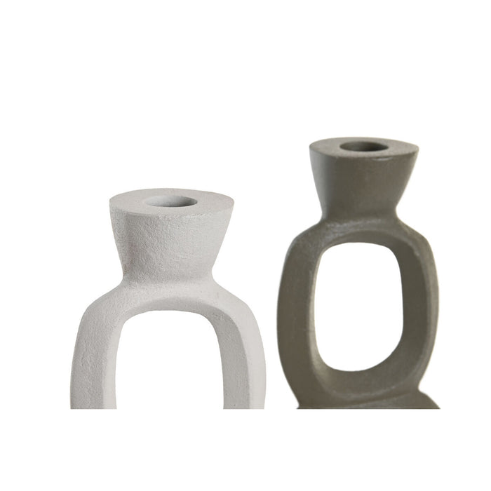 Candelabru DKD Home Decor 14,5 x 7 x 37 cm Aluminiu Alb Verde (2 Unități)