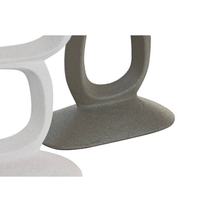 Candelabru DKD Home Decor 14,5 x 7 x 37 cm Aluminiu Alb Verde (2 Unități)