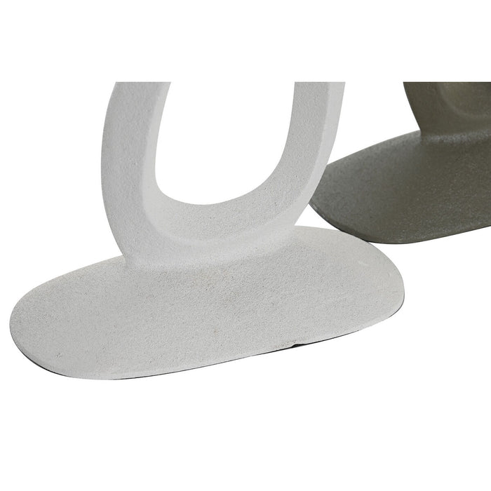 Candelabru DKD Home Decor 14,5 x 6,5 x 29,5 cm Aluminiu Alb Verde (2 Unități)