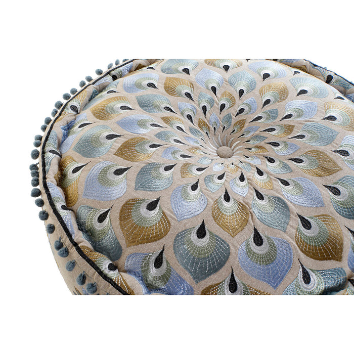 Puff DKD Home Decor Albastru Bej 60 x 60 x 27 cm
