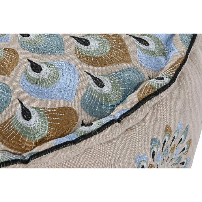 Puff DKD Home Decor Albastru Bej 60 x 60 x 27 cm