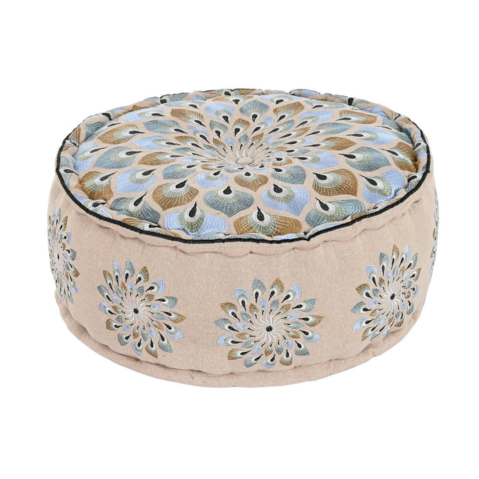 Puff DKD Home Decor Albastru Bej 60 x 60 x 27 cm
