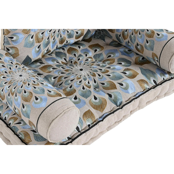 Canapea de grădină DKD Home Decor Albastru Bej 90 x 55 x 18 cm