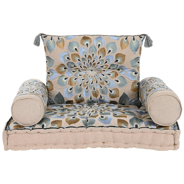 Canapea de grădină DKD Home Decor Albastru Bej 90 x 55 x 18 cm