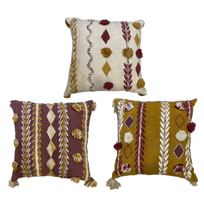 Pernă DKD Home Decor 40 x 15 x 40 cm Alb Castaniu Muştar (3 Piese)
