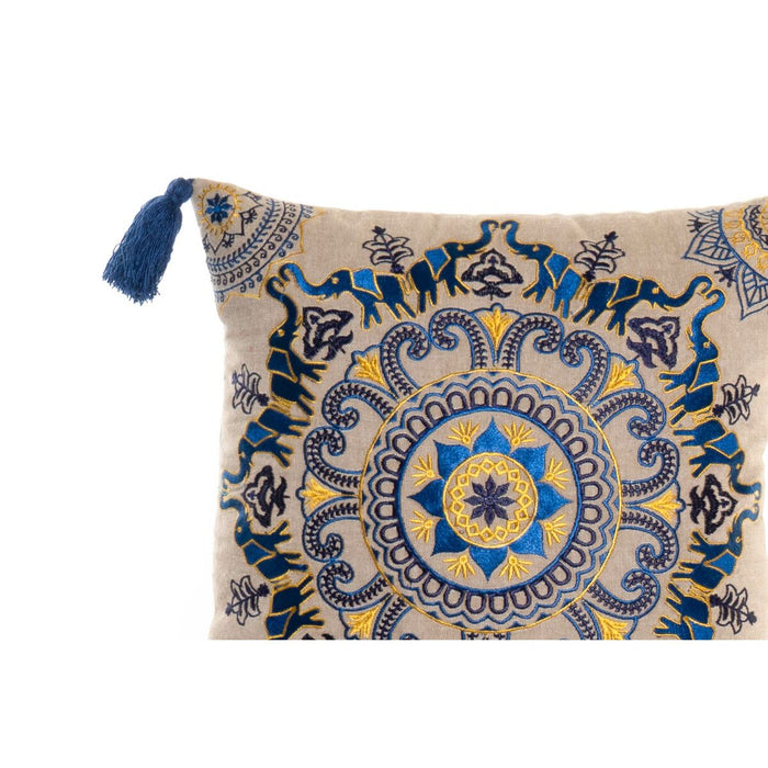Pernă DKD Home Decor Portocaliu Albastru celest Bleumarin Mandala 40 x 10 x 40 cm (3 Piese)