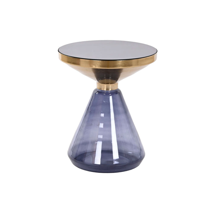 Masa laterală DKD Home Decor Albastru Auriu* Geam Fier 40,5 x 40,5 x 49 cm