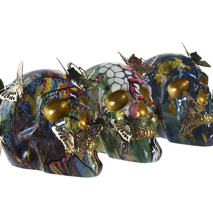 Figură Decorativă DKD Home Decor 15,5 x 10,5 x 11 cm Multicolor Craniu (3 Unități)