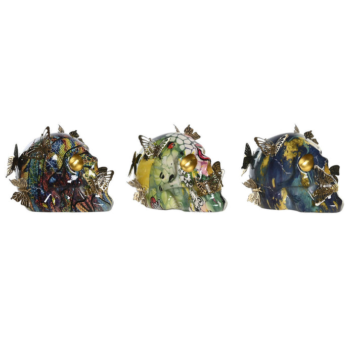 Figură Decorativă DKD Home Decor 15,5 x 10,5 x 11 cm Multicolor Craniu (3 Unități)
