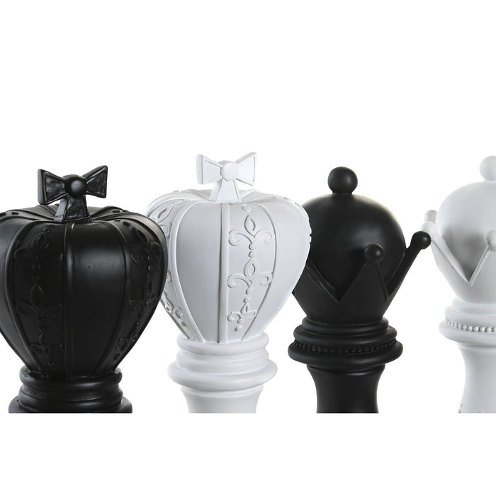 Figură Decorativă DKD Home Decor Alb Negru Piese de Șah 12 x 12 x 25,5 cm (4 Unități)