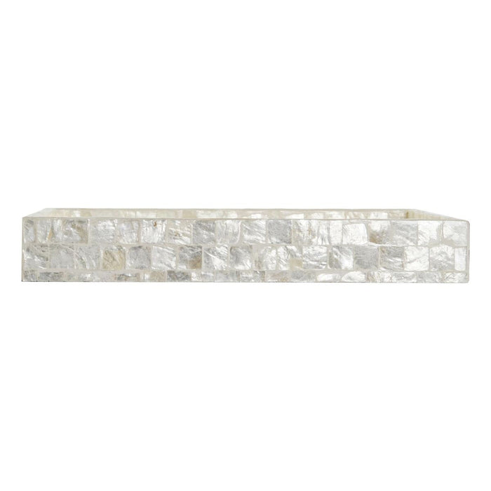 Set de Tăvi DKD Home Decor Alb Sidef Bambus 40 x 30 x 5 cm Mediterană (2 Unități)