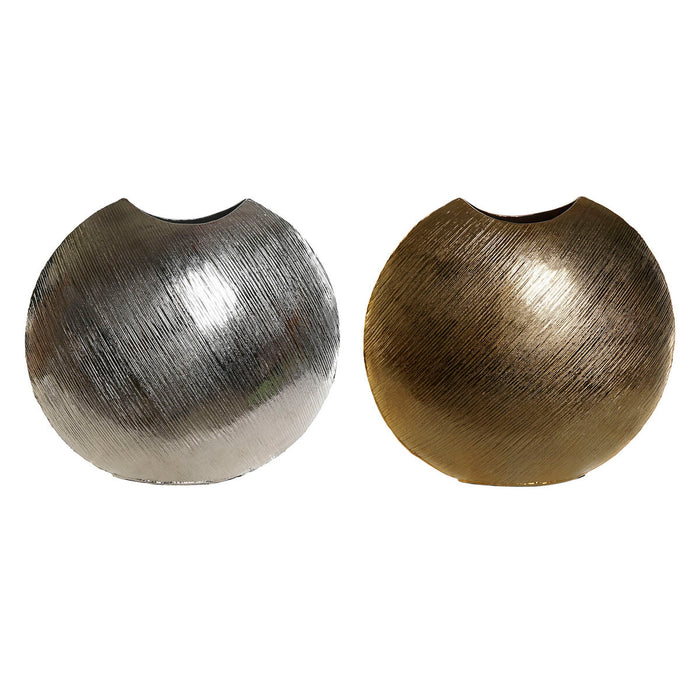 Vază DKD Home Decor Argintiu Auriu* Aluminiu Modern 27 x 13 x 33 cm (2 Unități)