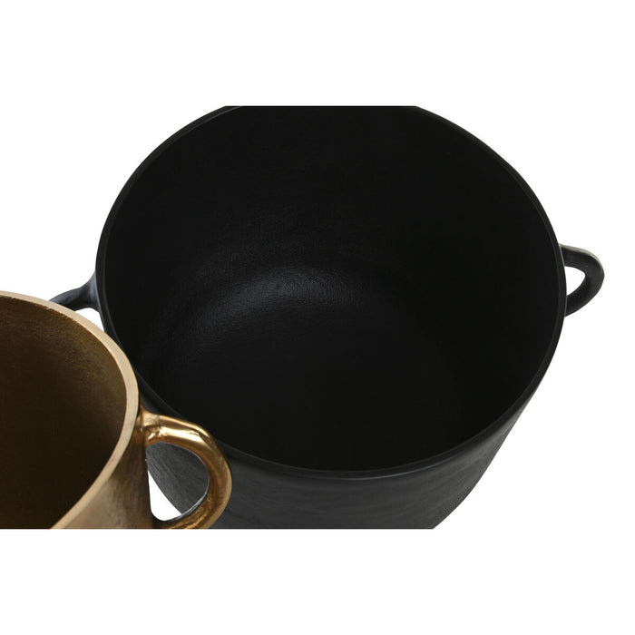 Vază DKD Home Decor 32 x 23 x 27 cm Negru Auriu* Aluminiu Modern (2 Unități)