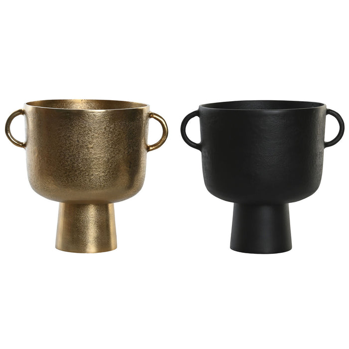 Vază DKD Home Decor 32 x 23 x 27 cm Negru Auriu* Aluminiu Modern (2 Unități)